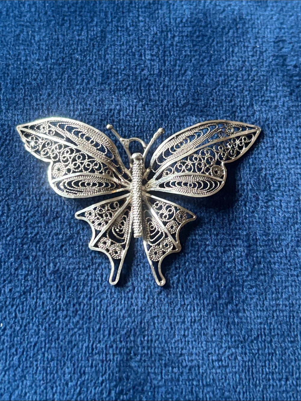 Intricate Silver Filigree Butterfly pendant